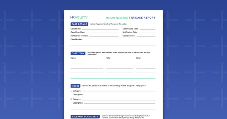 ER Case Report Template - HR Acuity