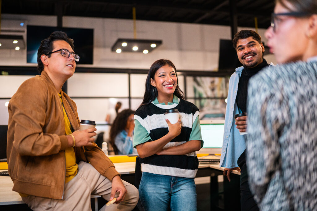 coworkers discussing the best enterprise case management solution for their organization