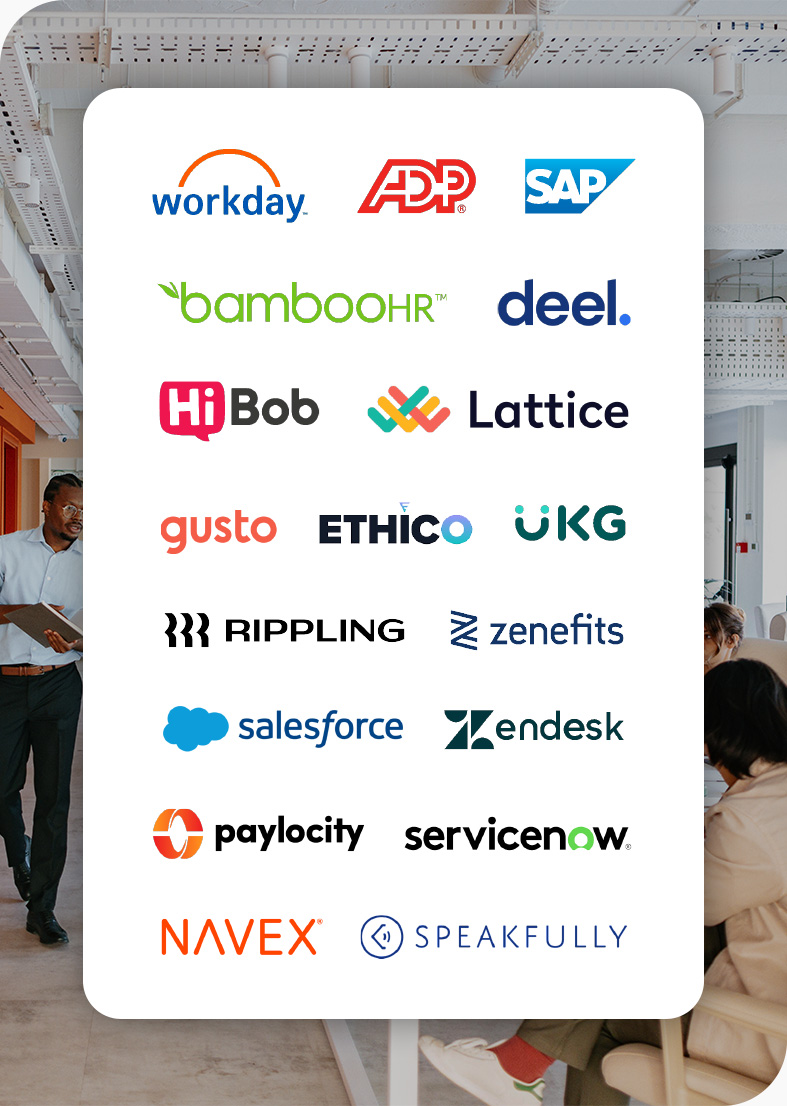 A collection of logos showcasing HR Acuity's integrations.